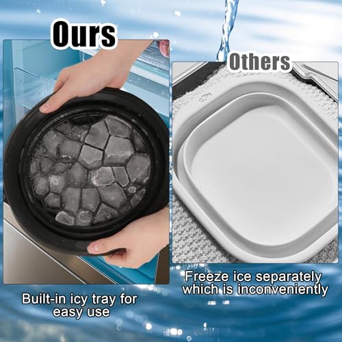 Image of anchara Face Bowl with Ice Tray, BPA-Free, Modern Black Round Basin, Dishwasher Safe - Ideal for Face Bath, Skin Soaking & Daily Cleansing