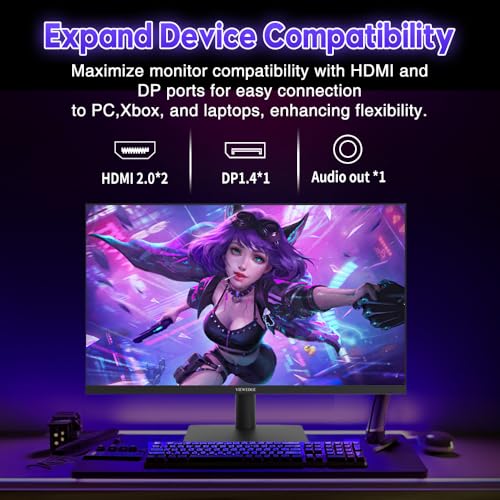 Image of Viewedge 24 Inch Gaming Monitor with 240Hz, VA 1ms, FHD 1080p and HDR 10 PC Computer Monitor with 110% sRGB, Bluelight Filter, 2 HDMI & 1 DP Port, Support Adaptive Sync and Wall Mounted