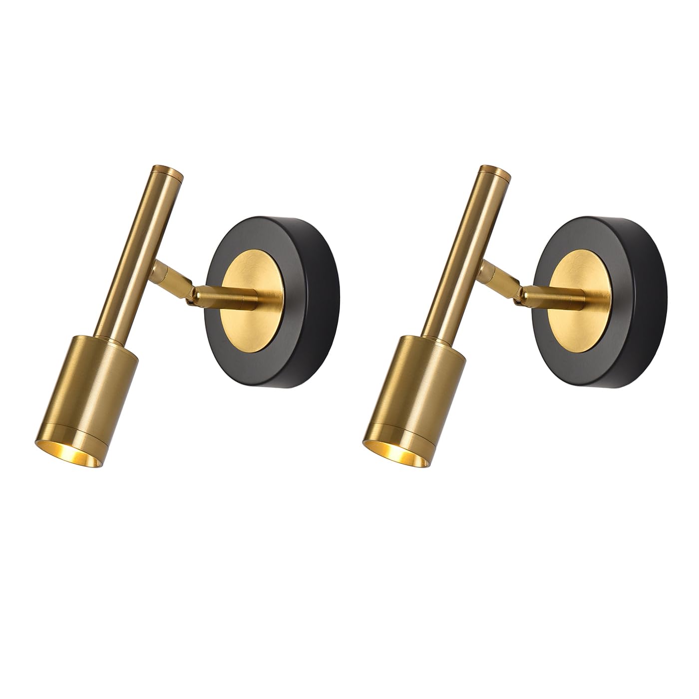 XDIAN 5W COB LED Swivel Arm Wall Lamp Bedroom Reading Light Fixture,Gold Lamp Head Hotel Spotlight,Warm White Wall Light(2 Packs)