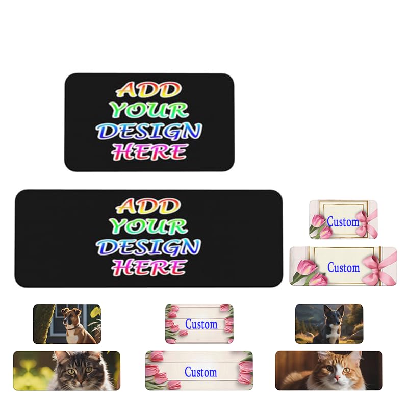 Dewoofly Custom Personalized Design Non Slip Kitchen Mats Set of 2 for Floor, Add Photo Text Logo Absorbent Area Rug Door Mats All Seasons for Home