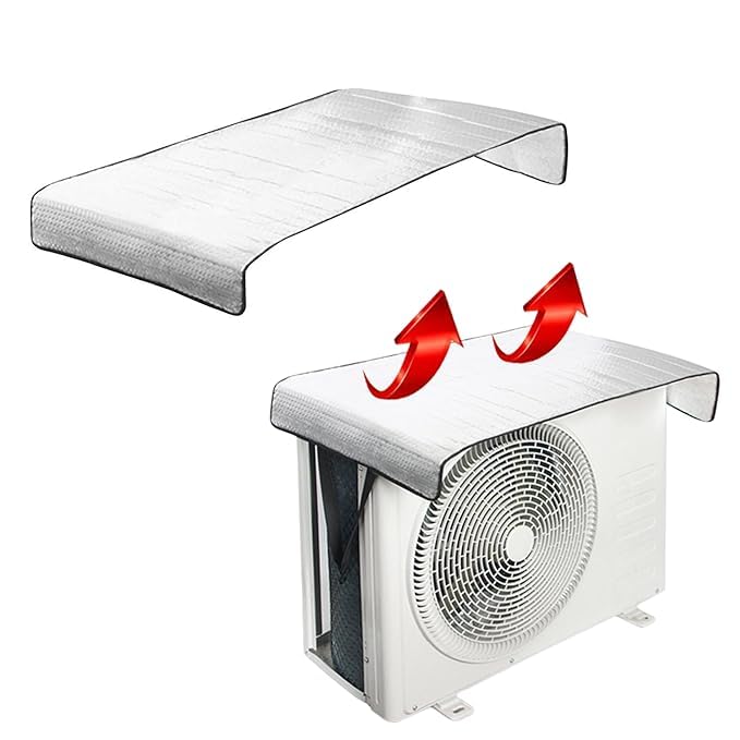 Image of Kraptick Air Conditioners Outdoor Unit Covers Heat Protection Cover, Film Hvac Heat Insulation Film Protection Covers, Aluminum Insulation Bubble Foil Film for AC-(Hanging Hook)