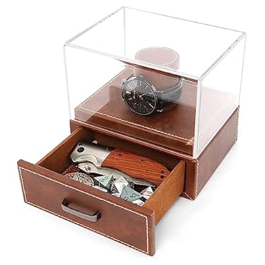 AMAZON - Vovotuzzi Leather Watch Box with Glass Top, Men’s Watch Display Box Organizer, Father’s Watch Box Gift, Men’s Jewelry Box Organizer Brown (1 Set)