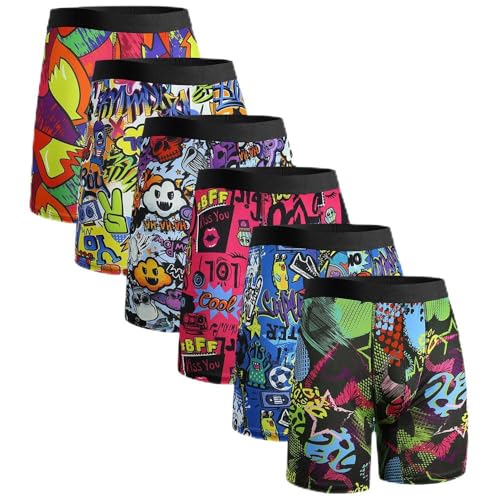 Mens Boxer Briefs for Men Funny Novelty Boxer Brief Boys Underwear Stretch Sport Trunks Underwear Random Pack