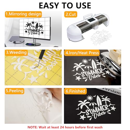 Image of FUNKAKA Heat Transfer Vinyl Rolls 12 inch x 100ft White Iron on Vinyl for Shirt