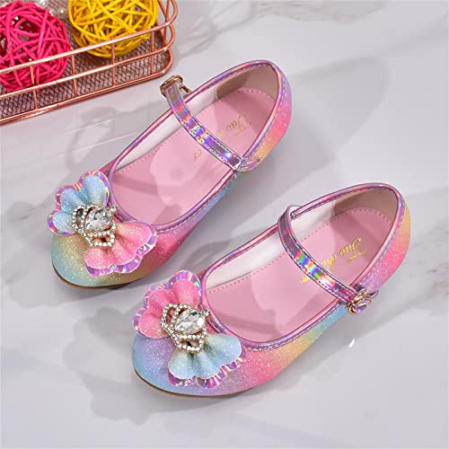 Kids Girls Glittler Dress Shoes Rhinestone Bowknot Low Heel Mary Jane Dress Little Kid Wedding Party Shoes (Pink, 4 Big Kids)4
