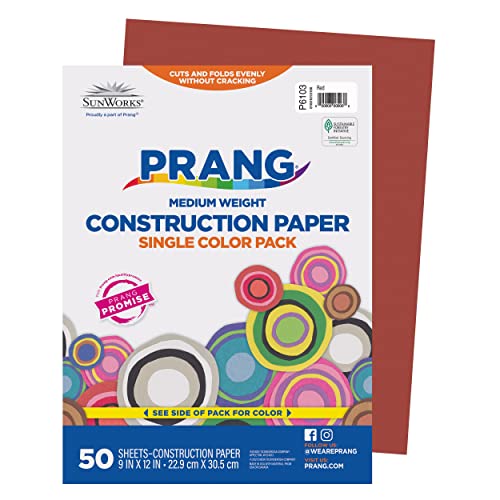 Prang (Formerly SunWorks) Construction Paper, Red, 9" x 12", 50 Sheets 1 Prang-Formerly-SunWorks-Construction-Paper-Red-9-x-12-50-Sheets