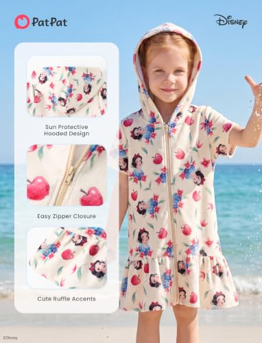 Image of Disney Princess Frozen Stitch Marvel Minnie Girl Swim Cover Up Terry Cloth Swimsuit Coverup Zip-up Bathing Suit Wrap Hooded