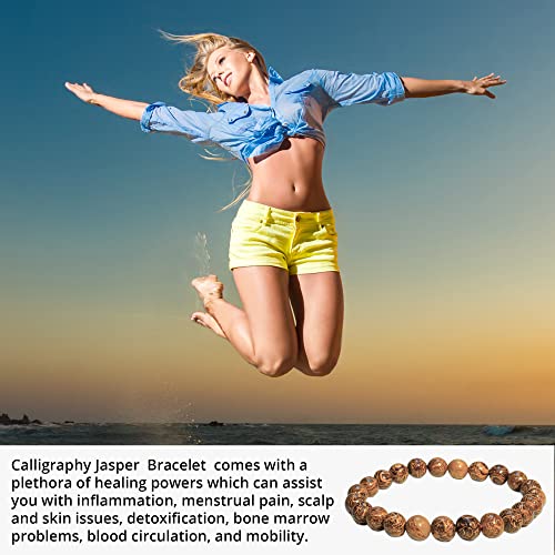Image of ANAYA AGATE Healing Crystal Bracelet for Women and Men - 8mm Round Beaded Bracelet for Men and Women - Unisex Stretchy Gemstone Bracelet for Healing and Protection