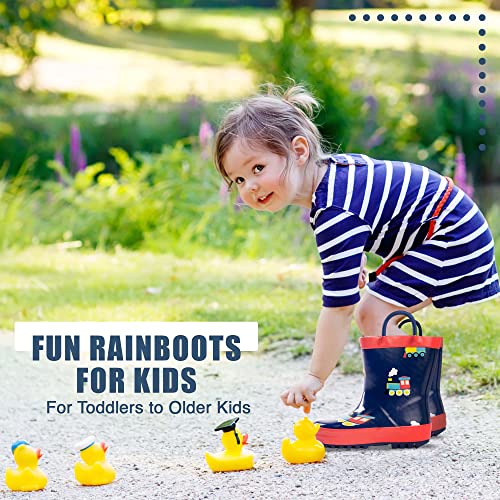 NORTY Rubber Rain Boots for Kids - Waterproof Rubber Boots Boys and Girls Solid & Printed Rainboots for Toddlers and Kids - Trains - Thumbnail 6