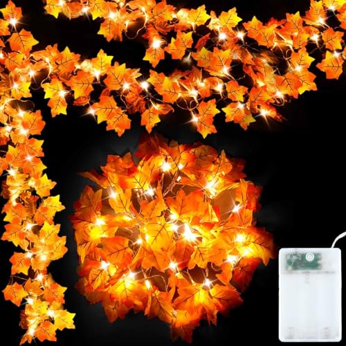 YUYWWAN Herbst Ahornblatt Lichterkette, 3 Meter 20 LED Herbstdeko...
