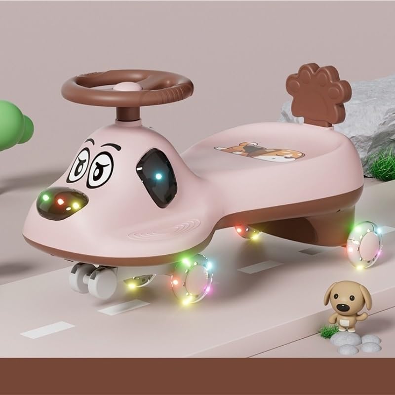 Samochodzik na huśtawce, Wiggle Car Music Light Anti-Rollover Huśtawka Samochody Cicha lampa błyskowa 2 lata i więcej Karta huśtawki(Rose,Flashing wheel)