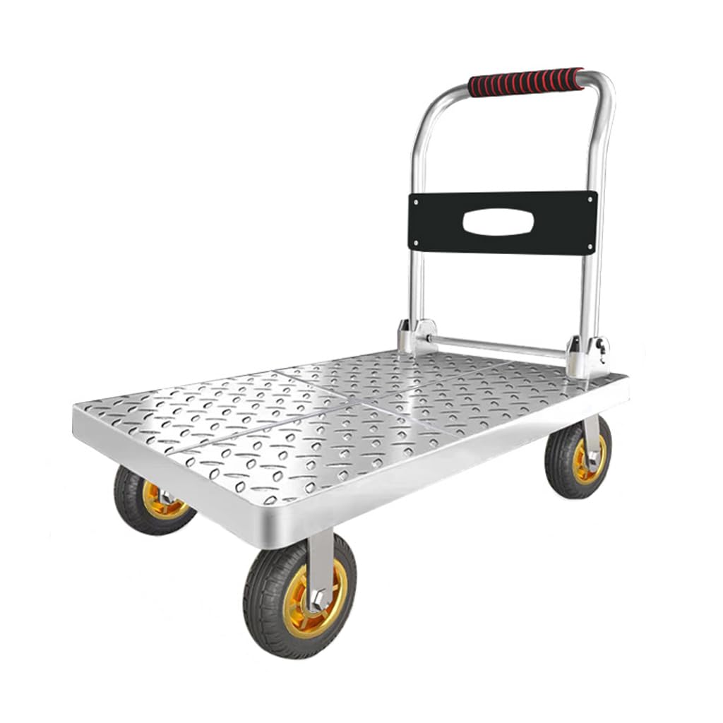 Carro de Plataforma Resistente, Carro de Plataforma de Acero con Capacidad de 200 kg, Carretilla Plegable con Plataforma Plana de 70 x 45 cm, Carretilla Manual de Empuje.