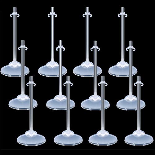 12 Pieces Doll Stands Display Holders Doll Mini Display Stand Transparent Doll Support Frame Prop up 11 to 13 Inch Dolls and Action Figures Doll Accessories, White