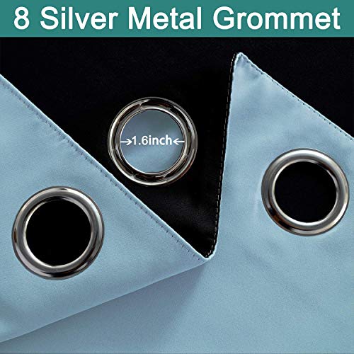 Image of Yakamok Full Blackout Curtains 84 Inches Long,Blackout Curtain Panels for Bedroom, 2 Thick Layers Grommet Top Thermal Insulated Drapes with Black Liner for Living Room(Sky Blue, Set of 2)