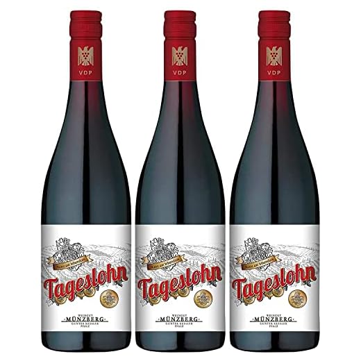 Münzberg Tageslohn Dornfelder Spätburgunder Rotwein Cuvée Wein trocken QbA I Versanel Paket (3 Flaschen)