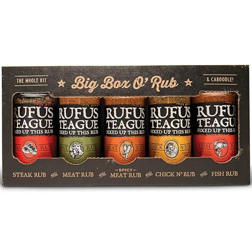 Rufus Teague Big Box O' Rub Variety Pack - Premium BBQ Rub - 5 Bottles