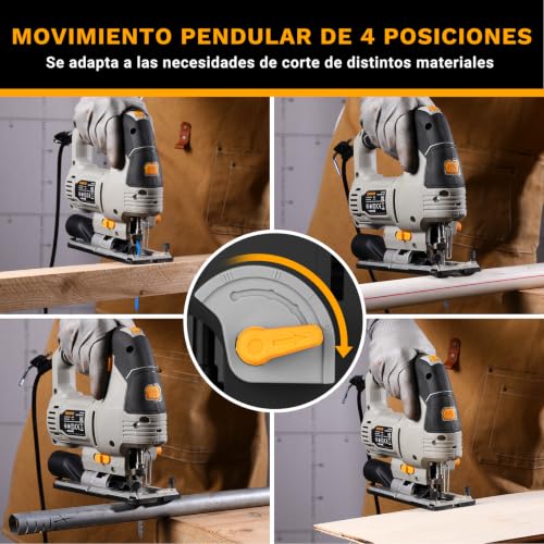 Miniatura 8 de Dekopro Sierra De Calar 800w, Caladoras Para Madera Con Luz Led, 800-3000 Spm Velocidad Variable Ajuste De 4 Vías 45 Hoja De Inglete, Sierra De Calar Eléctrica Para Cortar Metal, Madera Y Plástico