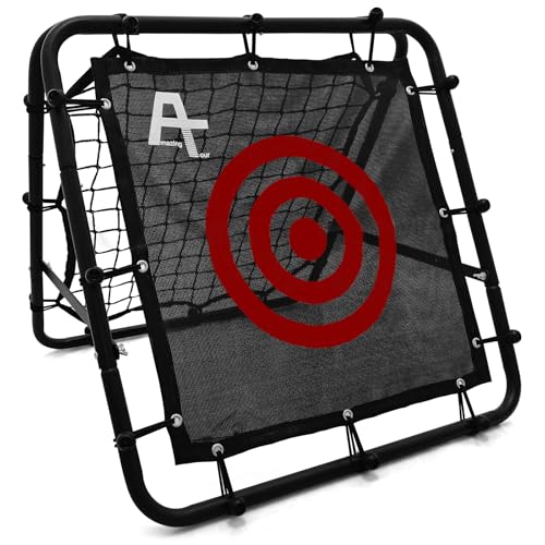 Football Rebounder Net – Double-Sided Soccer Training Goal for Kids, Portable PE Mesh Kickback Target for Shooting/Passing Practice – Folding Design for Garden & Indoor Use, 65x65cm