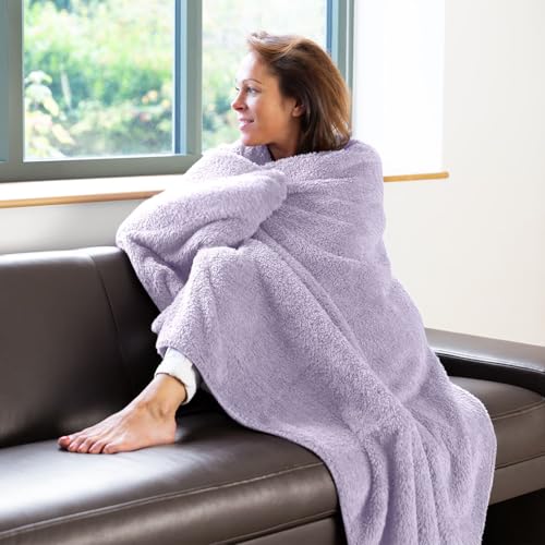 Snug Rug Lavendeldecke aus Sherpa-Fleece, flauschig luxuriös für Sofadecken, warme Winterdecke, weiche Überwürfe, 127 x 178 cm (50" x 70") – Ansicht 2