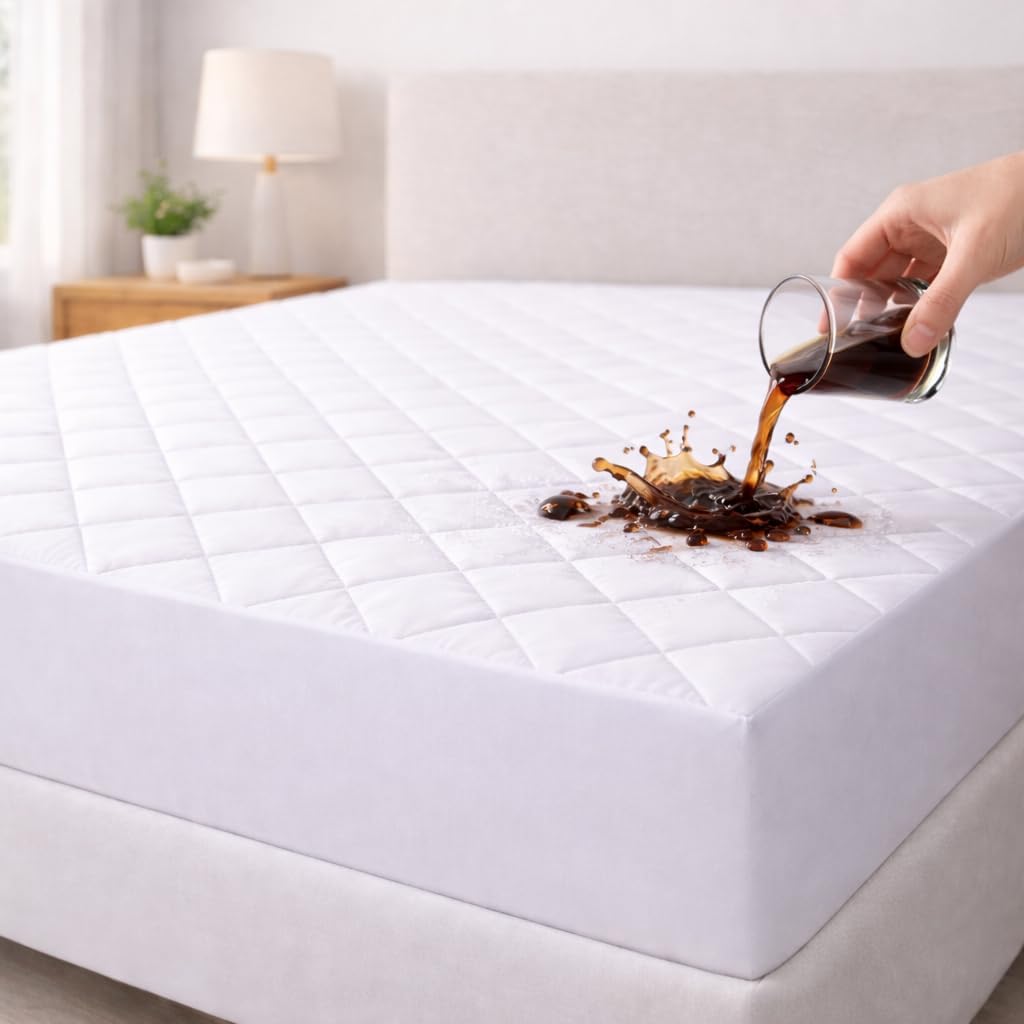 Home and Living King Quilted Waterproof Mattress Protector | 30cm Extra Deep Skirt Fitted Bed Cover | Breathable Noiseless Fabric | Hypoallergenic & Dust Mite Mattress Protector