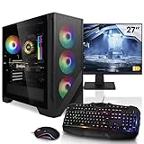 AURUMPC Aurum Komplett Set Gaming PC Ryzen 5 7600X • 27' Monitor • GeForce RTX5060Ti 16GB • 16GB DDR5 • 1TB M.2 SSD • Windows 11 • Tastatur • Maus pc Gaming komplettpaket