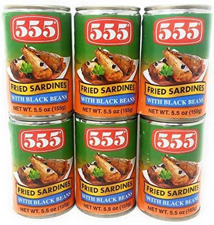 555 Fried Sardines with Black Beans 5.5oz (155g), 6 Pack