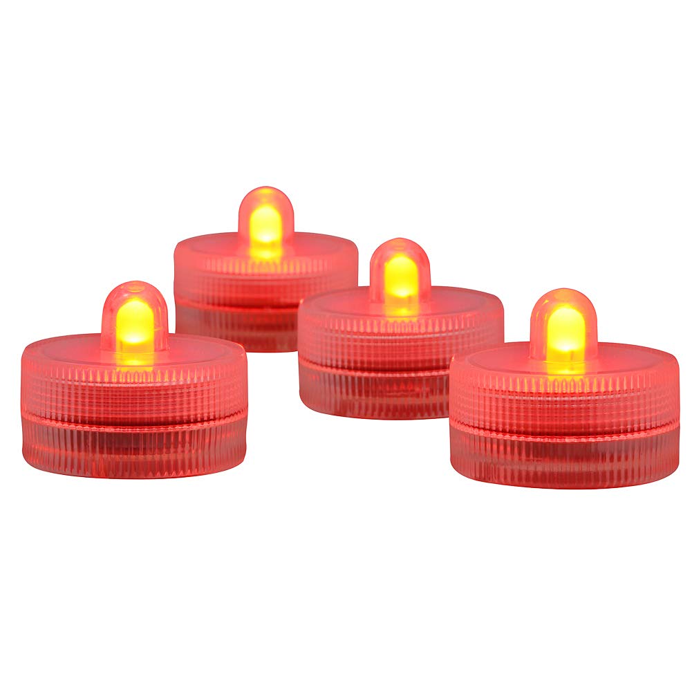 KITOSUNSubmersible LED Lights cr2032 Battery Powered Underwater Waterproof LED Tea Light Candles for Events Wedding Centerpieces Vase Floral Xmas Holidays Home Decor Lighting(Pack of 12) (Red)