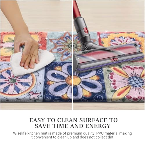 Image of Luxe Home Cuba PVC Door Mats Loop Utillity Anti Fatigue - Mosaic - Cushioned, Non Slip, Washable - Indoor Outdoor Mats for Home, Kitchen, Garage More (51x99 cm)