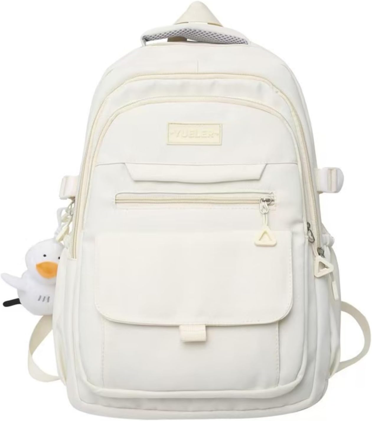Student Backpack for Teen Girls Boys Preppy Elementary Middle School College Bookbags Cute Aesthetic Trendy Daypack (White)