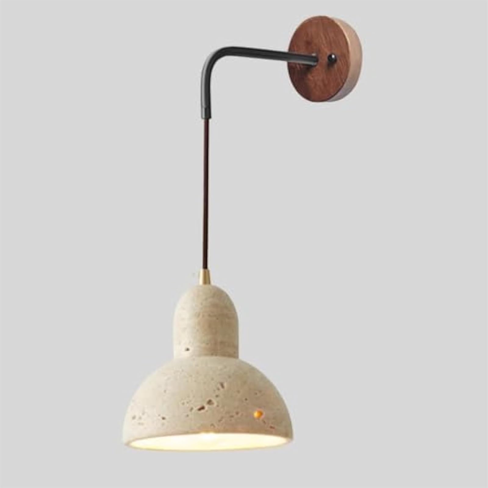 Lámpara de pared de travertino amarillo con cúpula japonesa para dormitorio 7