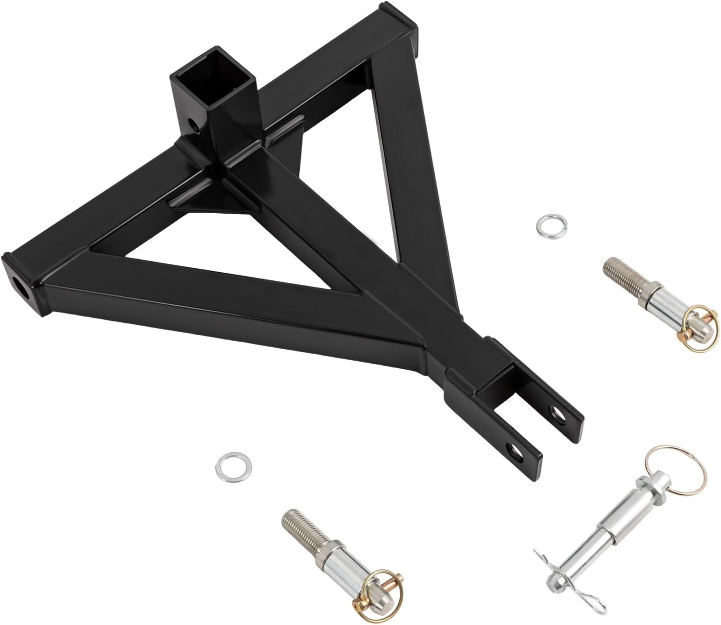 Anhängerkupplung 3-Punkt, Traktor Deichselkupplung mit 2"-Empfänger und 3 Kupplungsstifte, Dreipunktaufnahme, Zugkupplungsadapter für die Meisten Traktoren und Anhänger (Schwarz)