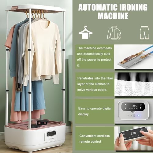 Portable 900W Steam Drying Machine - Automatic Ironing & Clothes Dryer with LED Remote, Space-Saving Design, Odor Removal, Ideal for Suits & Dresses