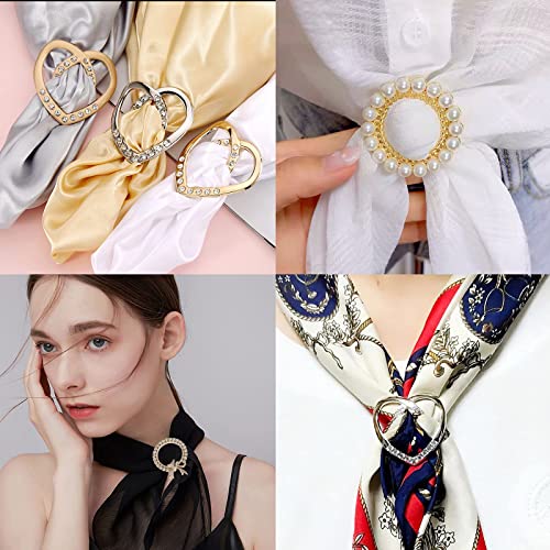 Image of Scarf rings Clip Slide Shirt Twist-Knot Clip Buckles Circle Clothing Wrap Holder T-Shirt Tie Clips for Women Girl