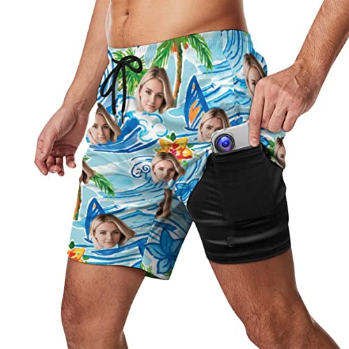 Custom Mens Swim Trunks Customized Design Your Own Short Personalized Board Short Beach Surf Swimsuits Photo Face Pet M