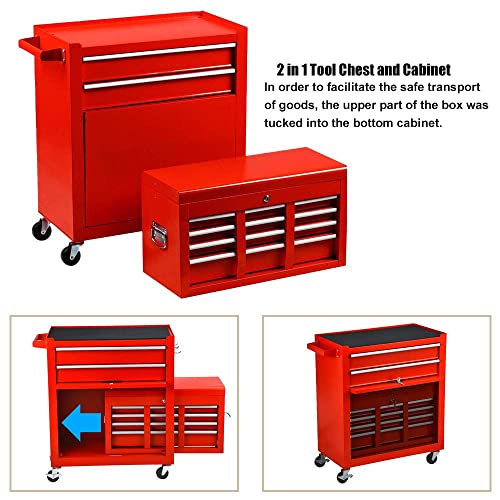 High Capacity 8-Drawer Rolling Tool Cabinet,Tool Box With Wheels And Drawer,Detachable Organizer Tool Chest Combo,Mobile Lockable Toolbox For Workshop Garage Mechanics #TOP2