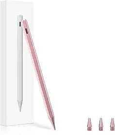 Lápis Stylus para iPad 8ª geração, caneta ativa com rejeição de palma compatível com Apple iPad 8ª 6ª geração/iPad Pro 12,9 e 12,9 polegadas/iPad Air 4ª geração/iPad Mini 5ª geração (rosa)