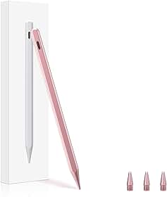 Lápis Stylus para iPad 8ª geração, caneta ativa com rejeição de palma compatível com Apple iPad 8ª 6ª geração/iPad Pro 12,9 e 12,9 polegadas/iPad Air 4ª geração/iPad Mini 5ª geração (rosa)