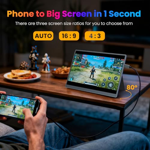 Image of Portable Monitor 10.5 inch 1280P 420 Nits100% sRGB Ultra-Slim Travel Monitor, HDR 16:10 Display with Adjustable Stand &Speakers USB-C HDMI, External Monitor for Laptop PC Phone