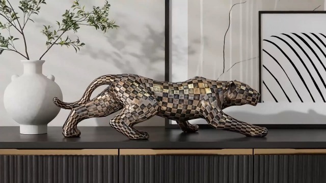 Estatua Decorativa de Leopardo Moderno en Resina miniatura 7