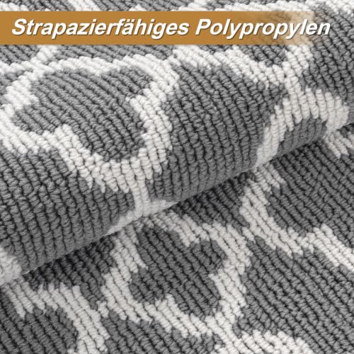 SHACOS Läufer Flur rutschfest 60x180 cm, Teppichläufer waschbar, Grau – Ansicht 2
