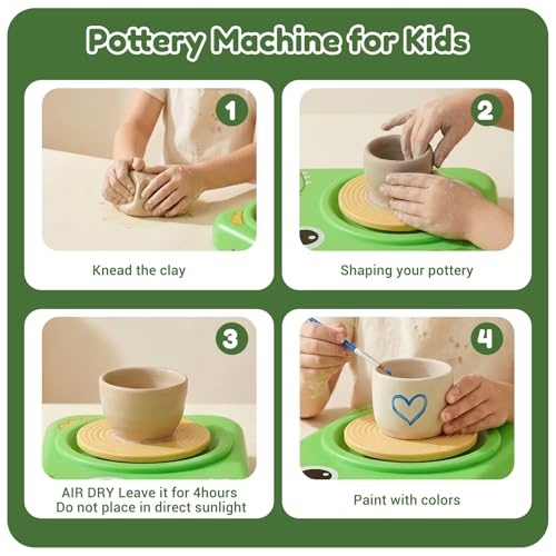 Miniatura 3 de Trigowalt Torno De Cerámica Para Niños, Kit Completo De Pintura Y Cerámica, Juego De Manualidades Y Arte Para Niños Y Niñas, Niños De 6 A 14 Años