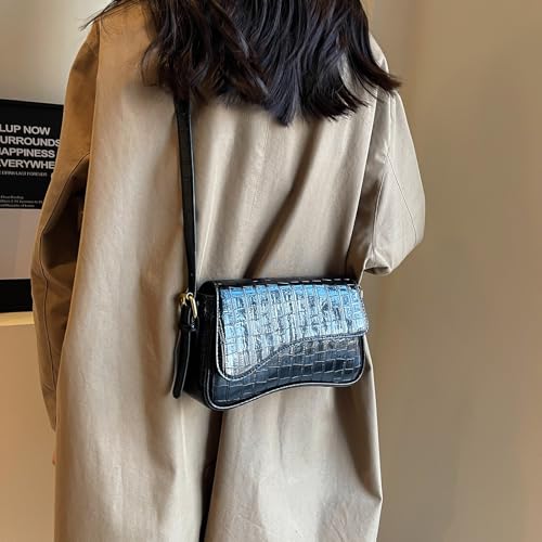 Image of Shoulder Bag for women Y2K Crossbody Vegan Leather Purse Straps Retro Clutch Hobo Hadbags with 2 Removable