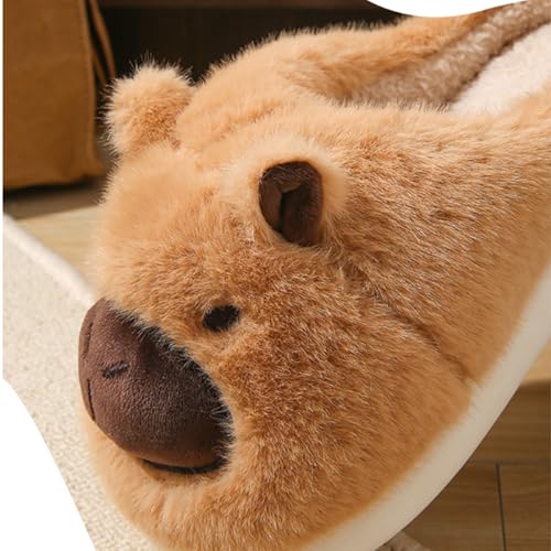 Kapi Bara fur slippers women's fall and winter outside wear thick bottom indoor home warm Baotou cotton slippersStepping on shit feeling cotton slippers female fall and winter thick bottom indoor comfortable lightweight plush warm Mao Tuo moon shoes (Brown, Adult, Women, 7.5, Numeric, US Footwear Size System, Medium)3