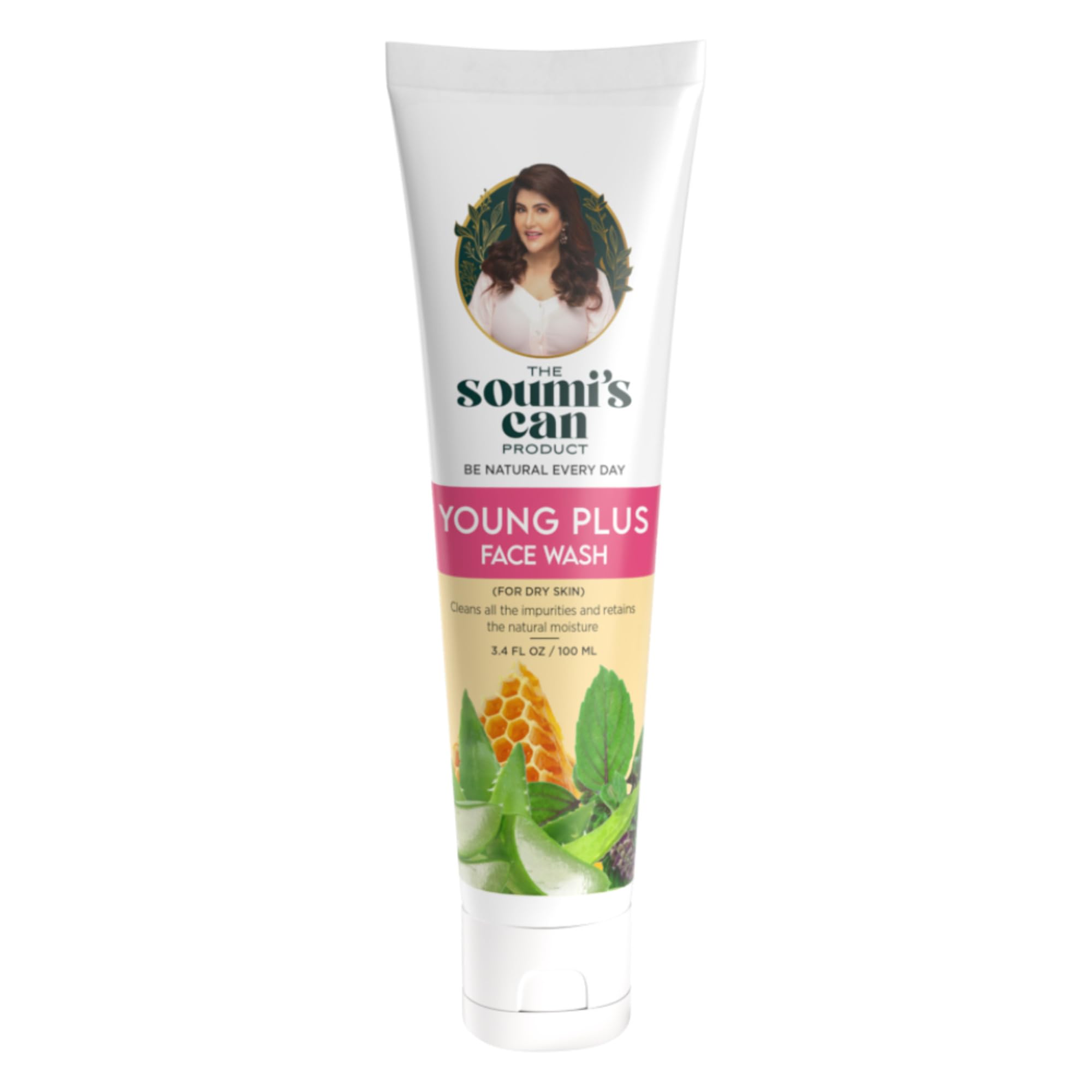 THE SOUMI'S CAN PRODUCT Young Plus Face Wash 100ml | Aloe Vera & Tulsi Infused Deep Cleansing Face Wash | Hydrates & Retains Skin’s Natural Moisture | Gentle, Non-Drying Formula for All Skin Types | Removes Impurities & Dirt for Fresh, Revitalized Skin | Paraben-Free | Ideal for Daily Use | 100ml (Pack of 1)