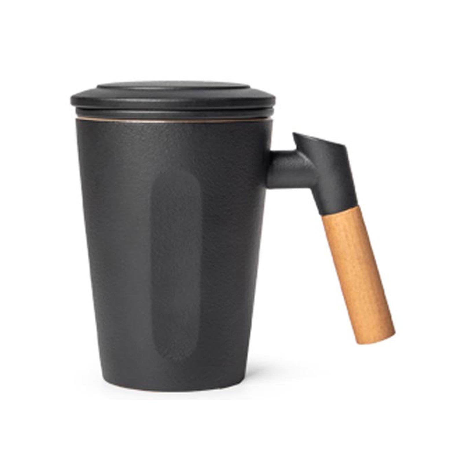 MRKU Tasses à café, Tasses à thé, Tasses à Lait, Tasses à thé filtrantes en céramique, Tasses à thé de Bureau, Tasses à Eau de Grande capacité à Usage Domestique avec Couvercle, 12,9 oz