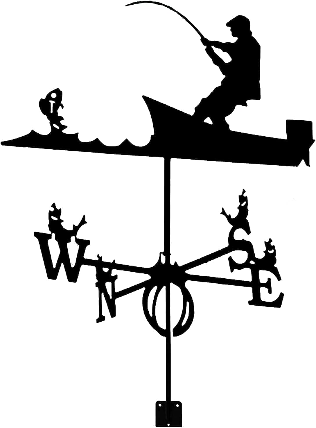 Weathervane Fishing Scene Weathervane Metal Steel Durable Wind Direction Measurement Tool Outdoor Roof G Installation Weathervane
