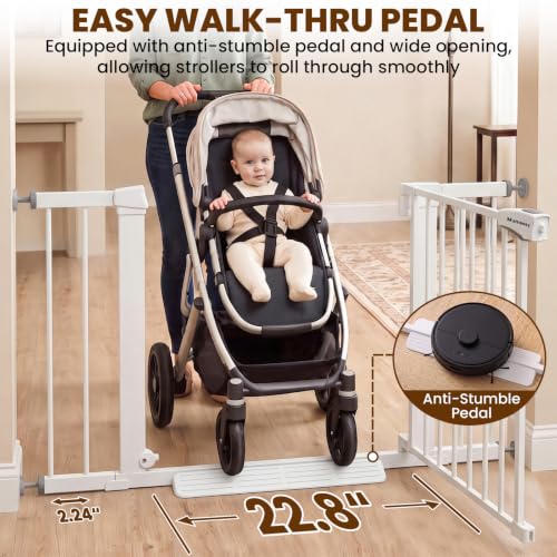 Image of Mumeasy Baby Gate with Door, 29.7-43 inch Auto Close Dog Gate for Doorways