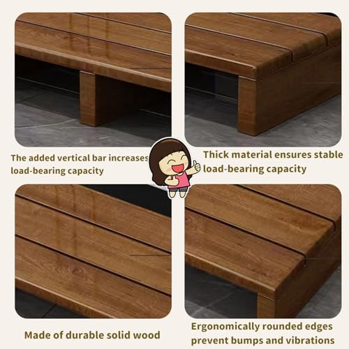 Taburete de madera maciza 40x30 cm resistente con plataforma de goma antideslizante 8