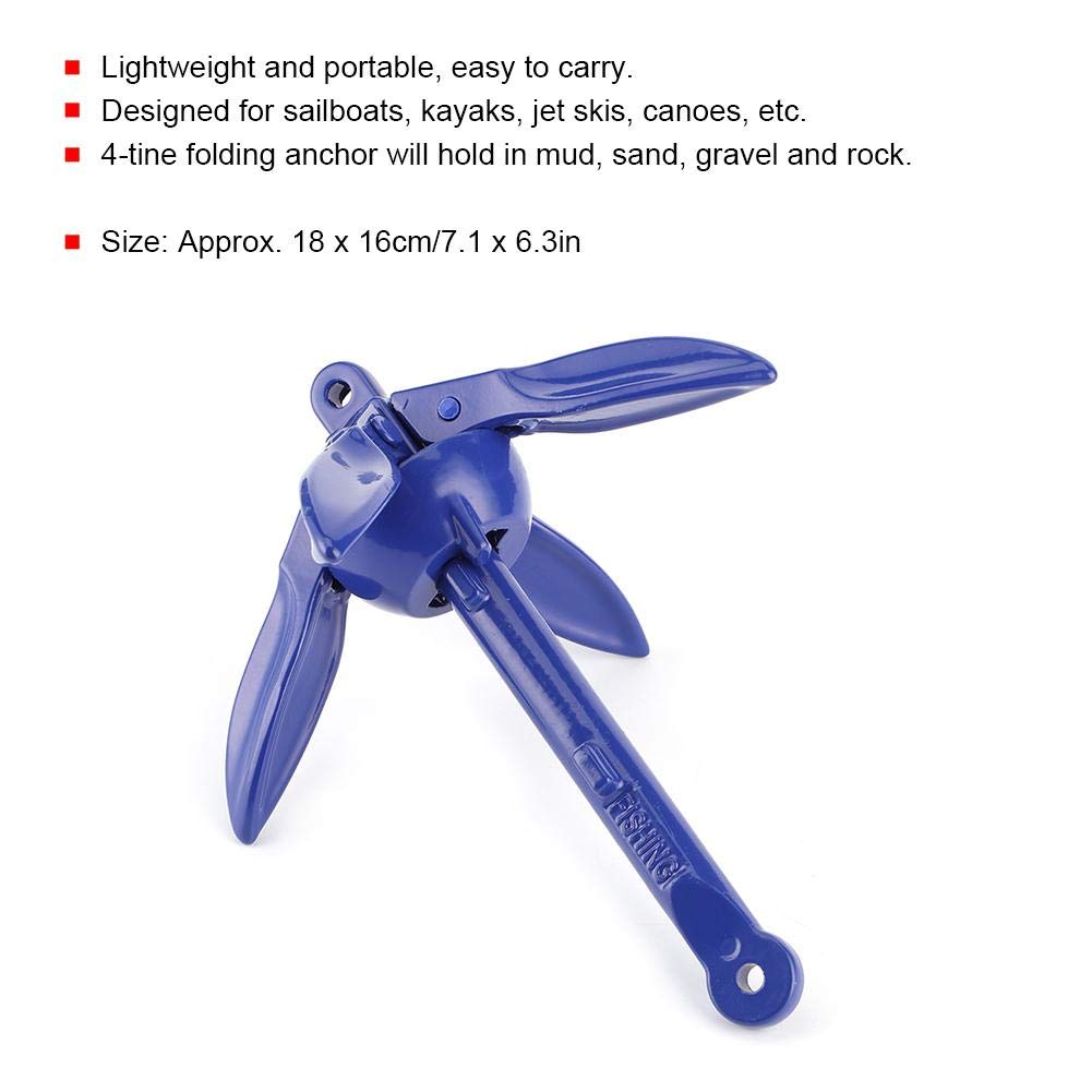 Ancora pieghevole a 4 denti Ancorante portatile in lega di alluminio 4 tonnellate utilizzato per la navigazione in canoa per kayak