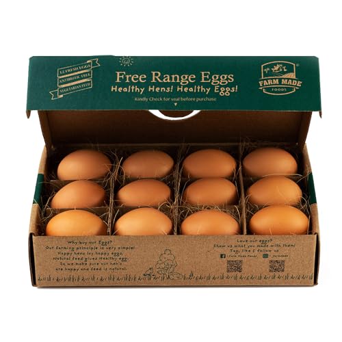 Image of Farm made foods Free Range Eggs,12 Pieces| Veg Fed| Non-Fertile Eggs